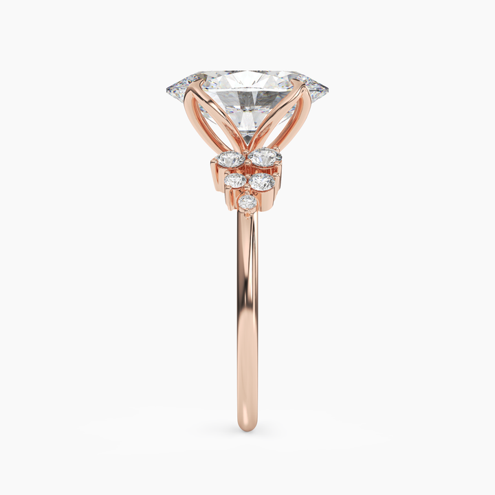 Tulip Oval 2.5 Carat Lab Grown Diamond Engagement Ring in 18K Yellow Gold