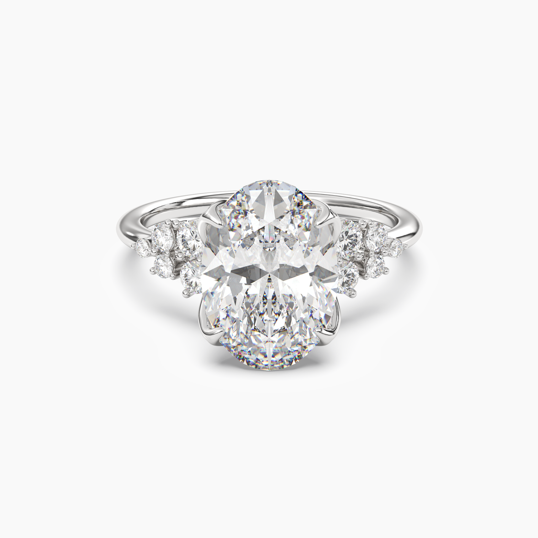 Tulip Oval 1 Carat Lab Grown Diamond Engagement Ring in 18K Rose Gold