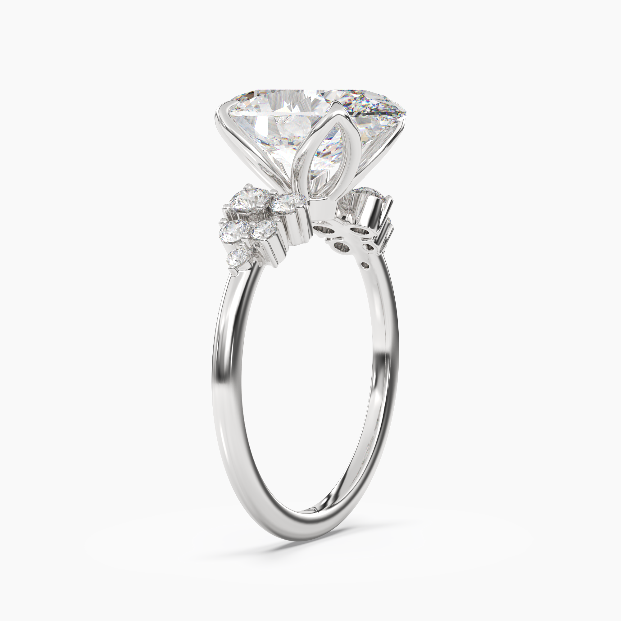 Tulip Oval 1 Carat Lab Grown Diamond Engagement Ring in 18K Rose Gold