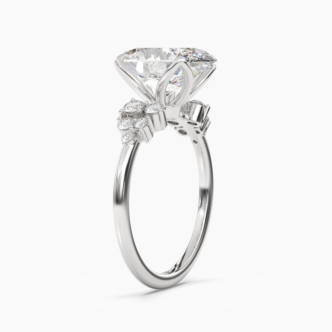 Tulip Oval 2 Carat Lab Grown Diamond Engagement Ring in 14K White Gold