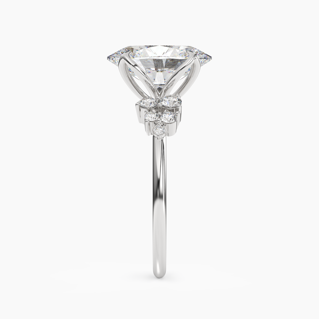 Tulip Oval 2.5 Carat Lab Grown Diamond Engagement Ring in 18K Yellow Gold