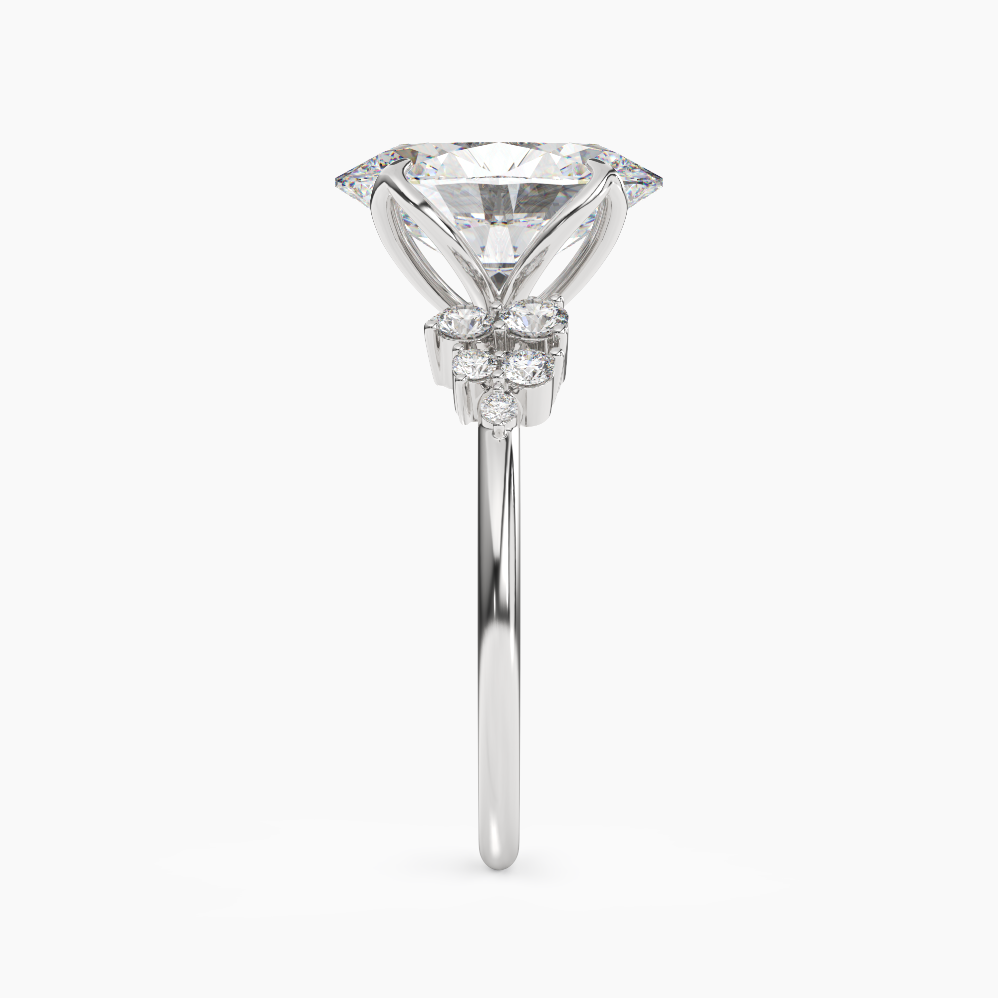 Tulip Oval 3 Carat Lab Grown Diamond Engagement Ring in 18K White Gold