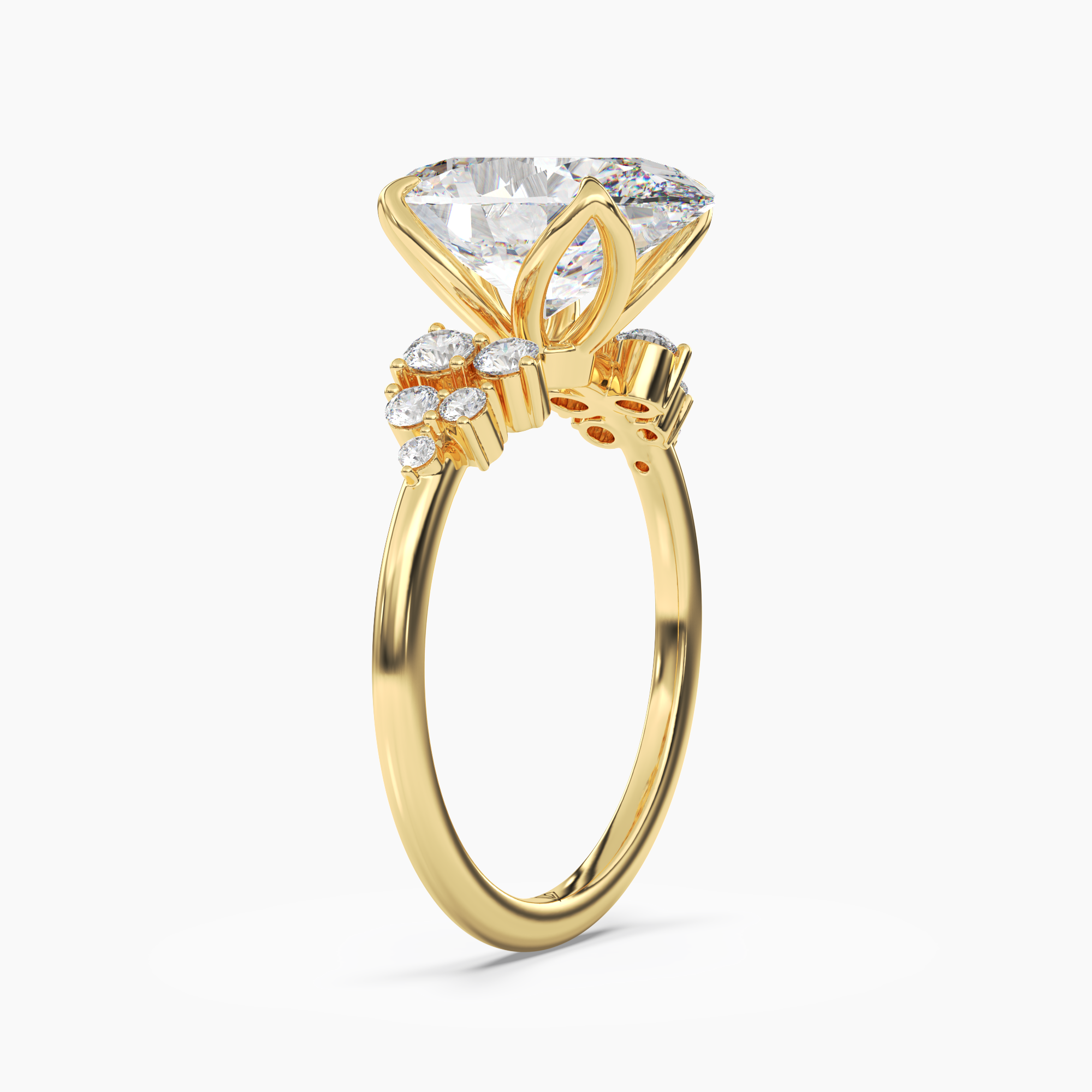 Tulip Oval 1 Carat Lab Grown Diamond Engagement Ring in 18K Rose Gold