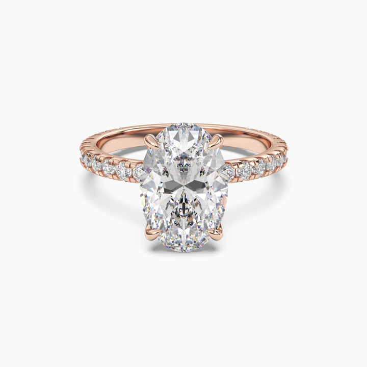 Adalia Oval Hidden Halo 1 Carat Lab Grown Diamond Engagement Ring in 14K Rose Gold