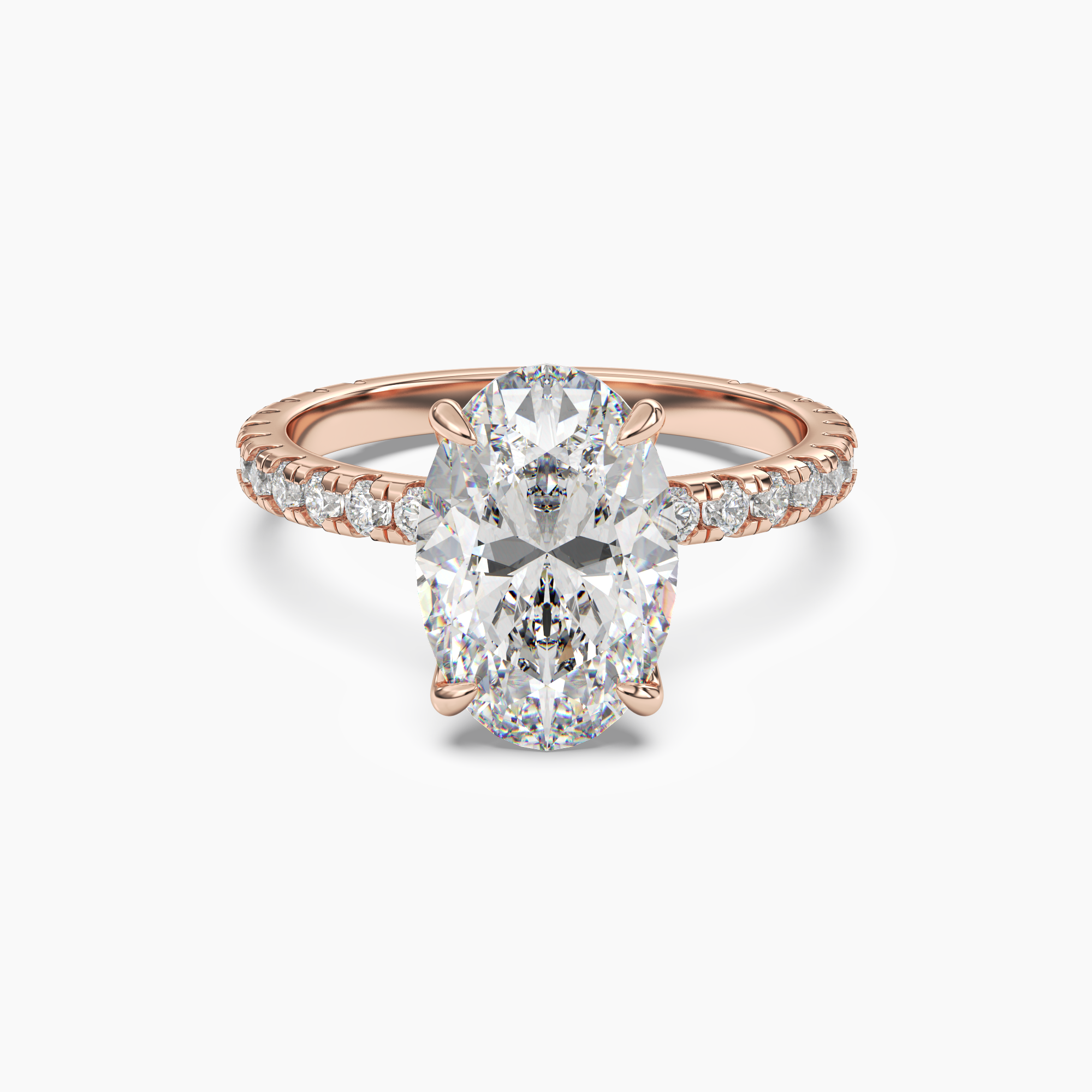 Adalia Oval Hidden Halo 3 Carat Lab Grown Diamond Engagement Ring in 14K White Gold