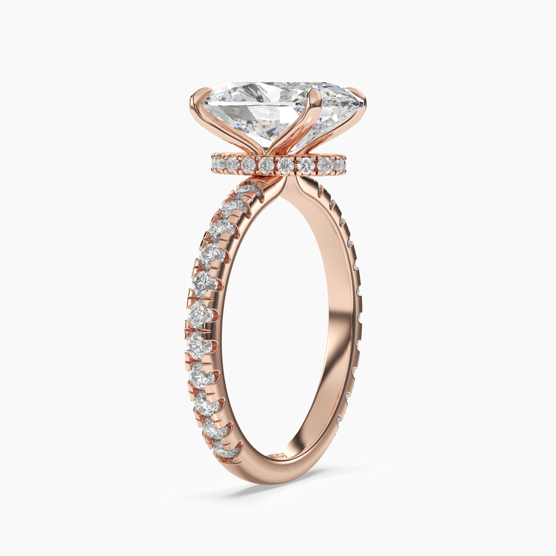 Adalia Oval Hidden Halo 1 Carat Lab Grown Diamond Engagement Ring in 14K White Gold