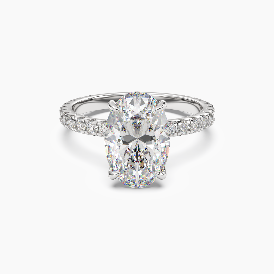 Adalia Oval Hidden Halo 2 Carat Lab Grown Diamond Engagement Ring in 14K White Gold