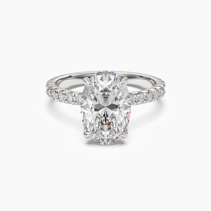 Adalia Oval Hidden Halo 1 Carat Lab Grown Diamond Engagement Ring in 18K White Gold