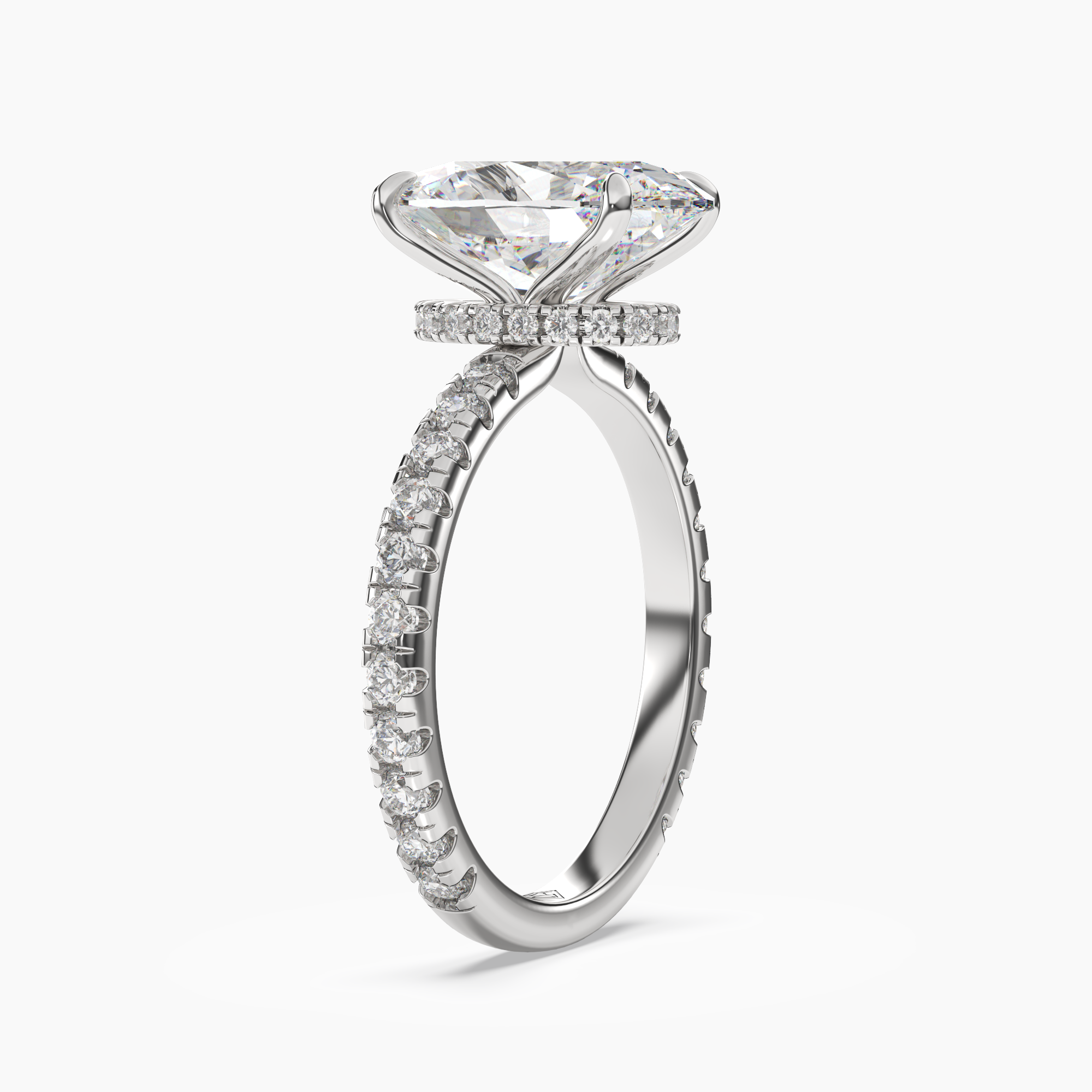 Adalia Oval Hidden Halo Diamond Ring Setting in 14K Yellow Gold