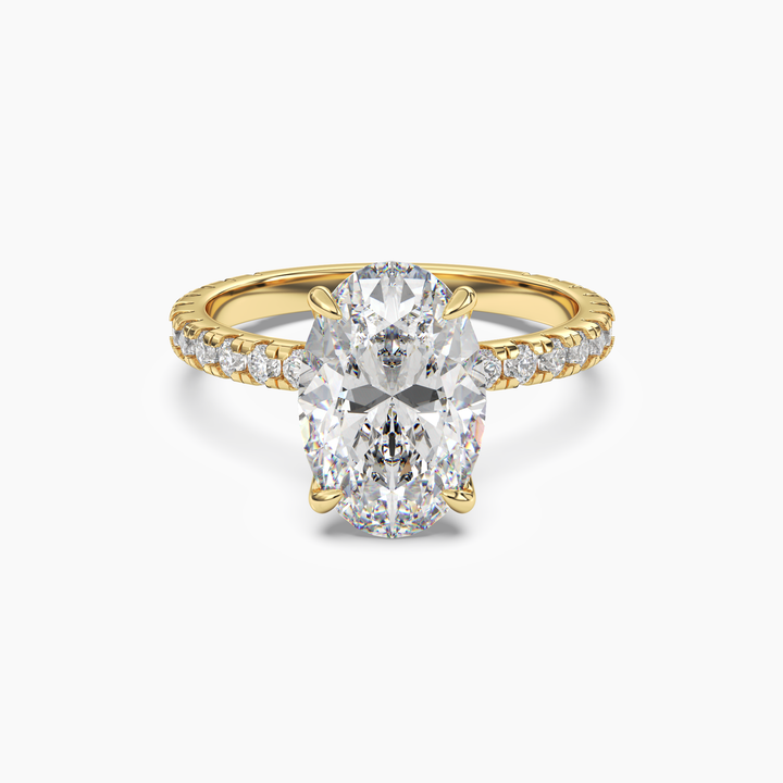 Adalia Oval Hidden Halo 2 Carat Lab Grown Diamond Engagement Ring in 14K Yellow Gold