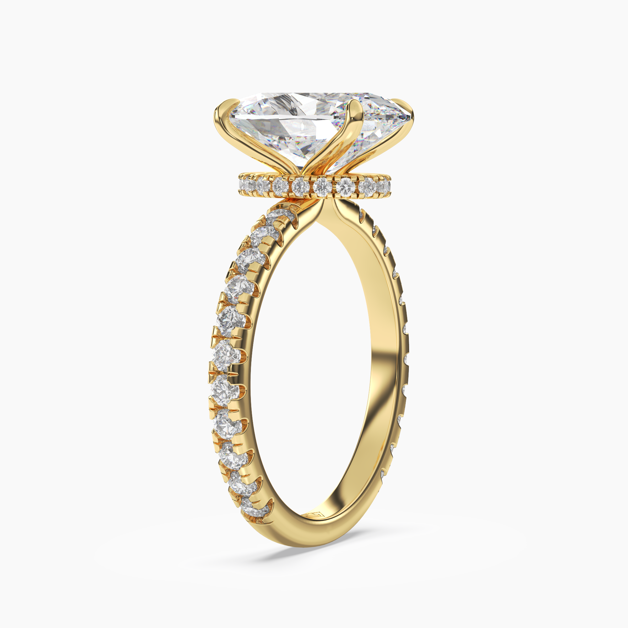 Adalia Oval Hidden Halo 1 Carat Lab Grown Diamond Engagement Ring in 14K White Gold
