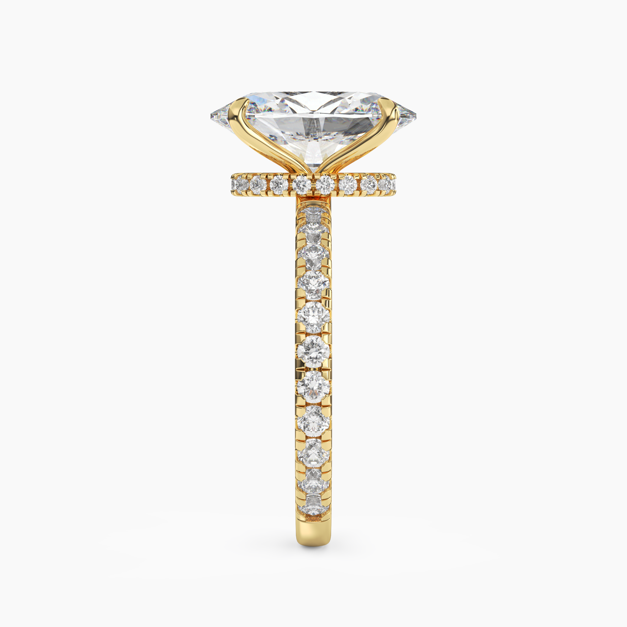 Adalia Oval Hidden Halo 3 Carat Lab Grown Diamond Engagement Ring in 18K Yellow Gold