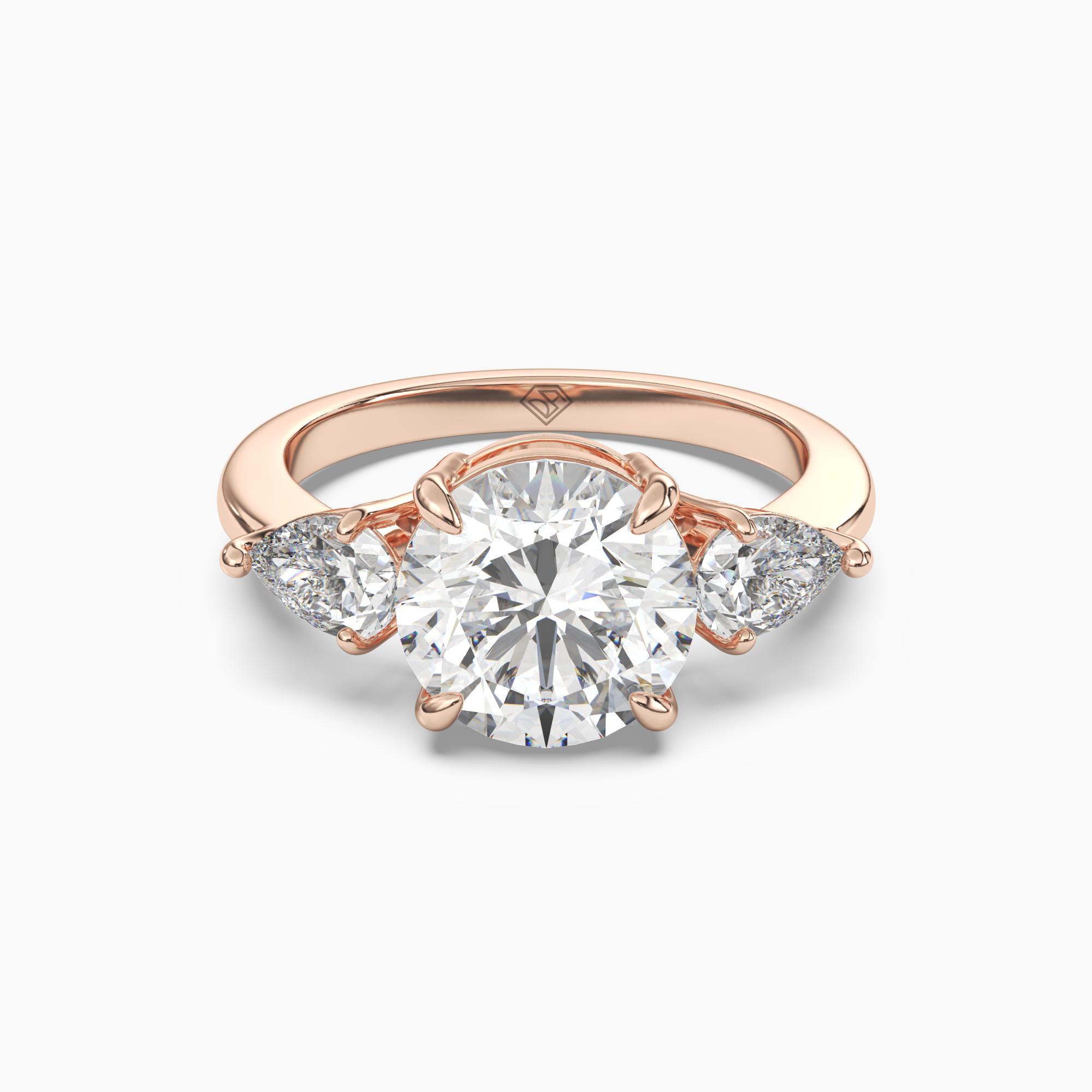 Caliope Round Three Stone 1 Carat Lab Grown Diamond Engagement Ring in 14K Rose Gold