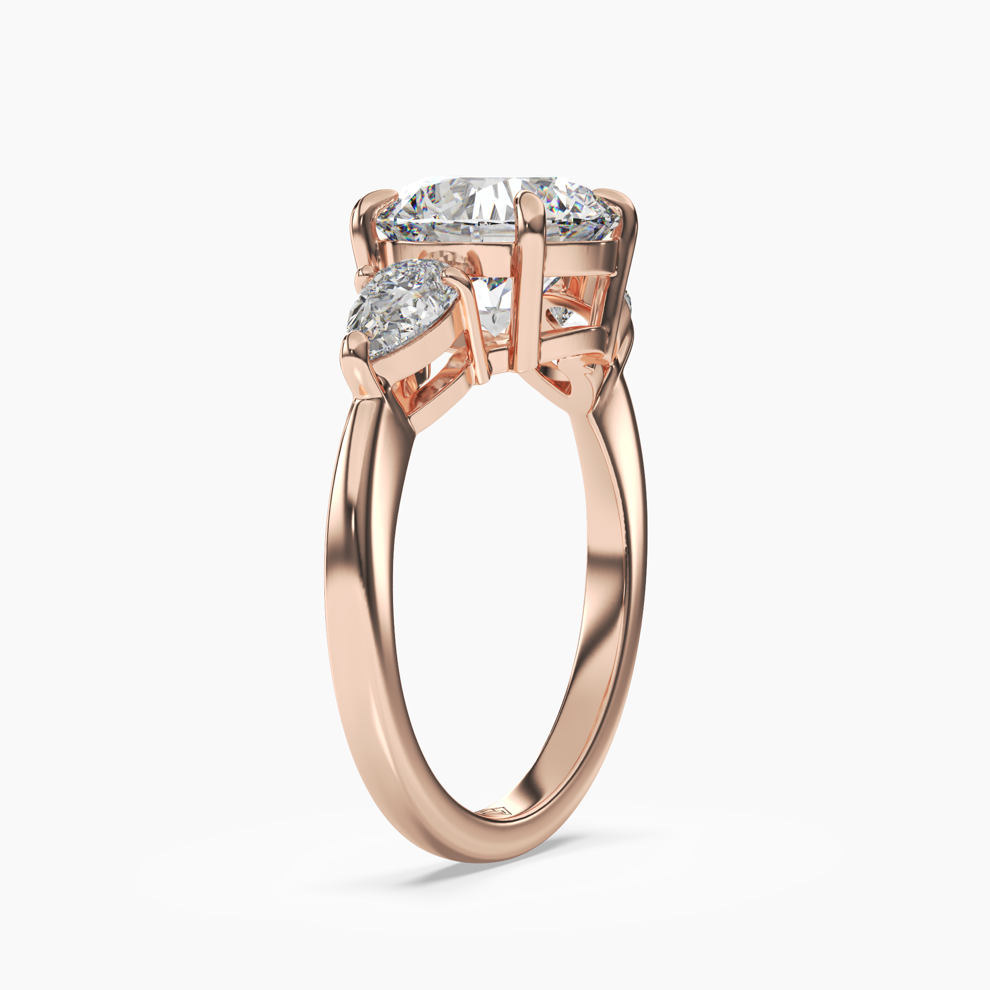 Caliope Round Three Stone Diamond Ring Setting in 14K Rose Gold