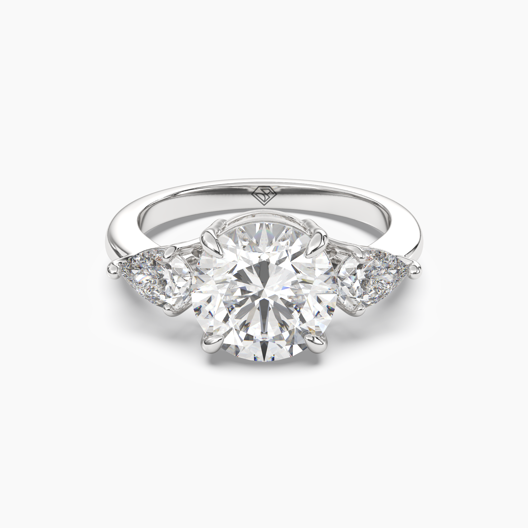 Caliope Round Three Stone Diamond Ring Setting in 18K Rose Gold