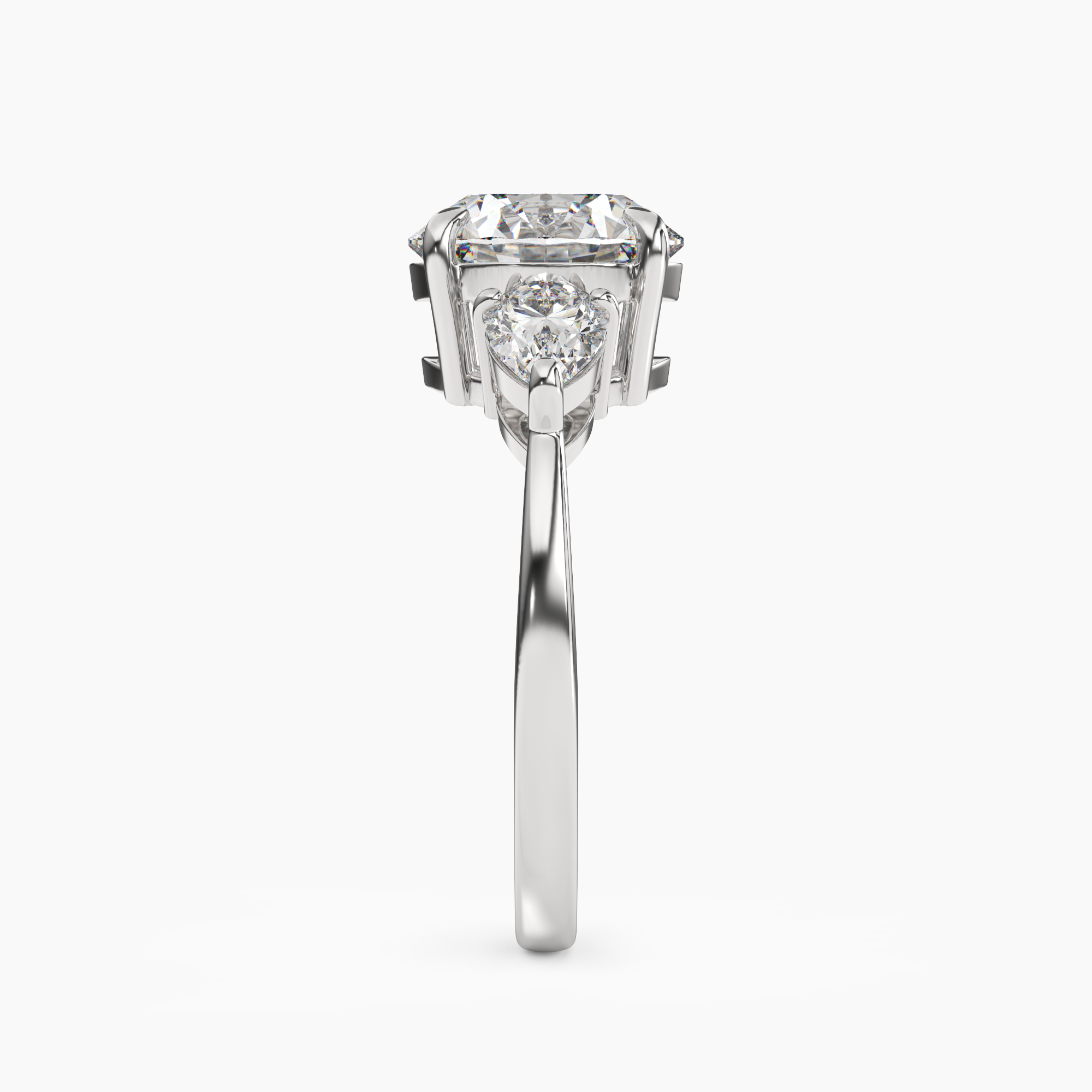 Caliope Round Three Stone Diamond Ring Setting in 18K White Gold