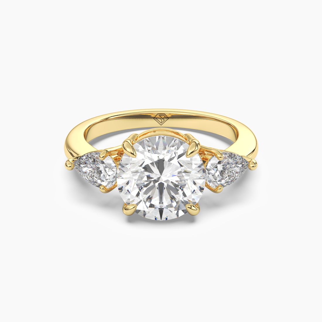 Caliope Round Three Stone 1 Carat Lab Grown Diamond Engagement Ring in 14K White Gold