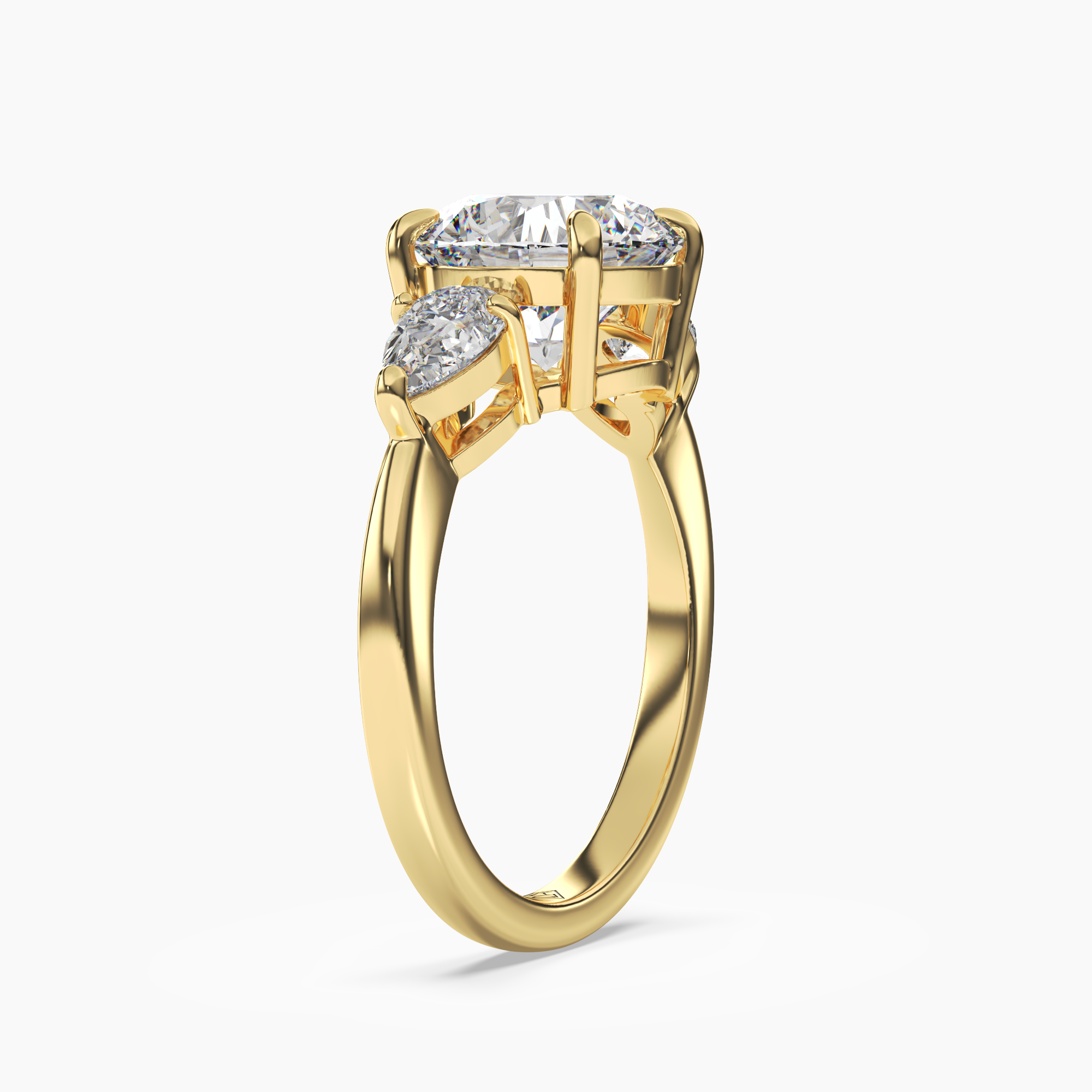 Caliope Round Three Stone 2 Carat Lab Grown Diamond Engagement Ring in 18K Yellow Gold