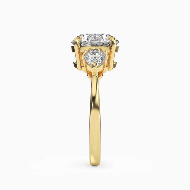 Caliope Round Three Stone 3 Carat Lab Grown Diamond Engagement Ring in 18K Rose Gold
