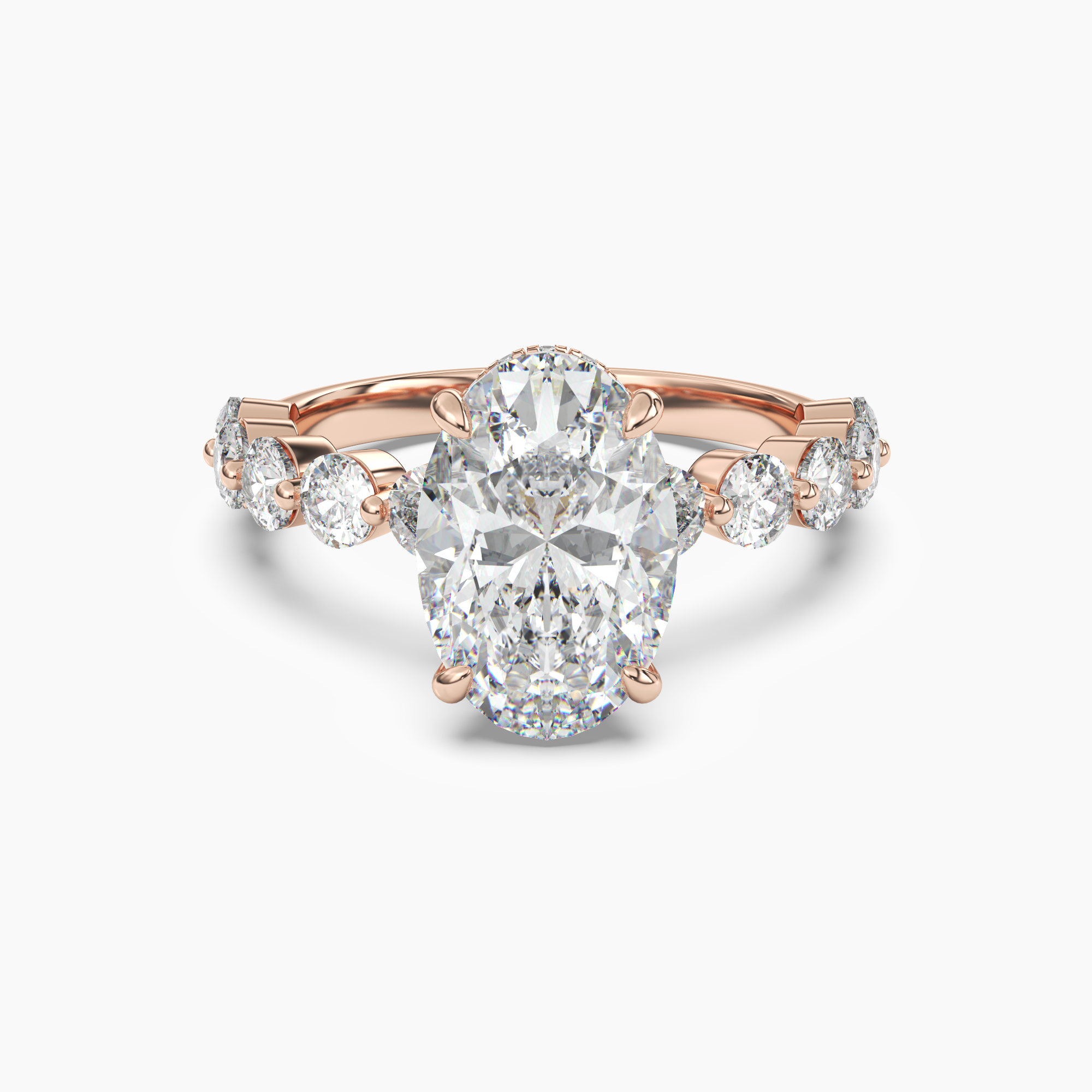 Mist Oval Hidden Halo 2 Carat Lab Grown Diamond Engagement Ring in 14K White Gold