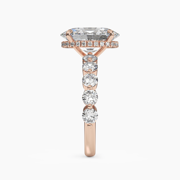 Mist Oval Hidden Halo 2.5 Carat Lab Grown Diamond Engagement Ring in 18K Yellow Gold