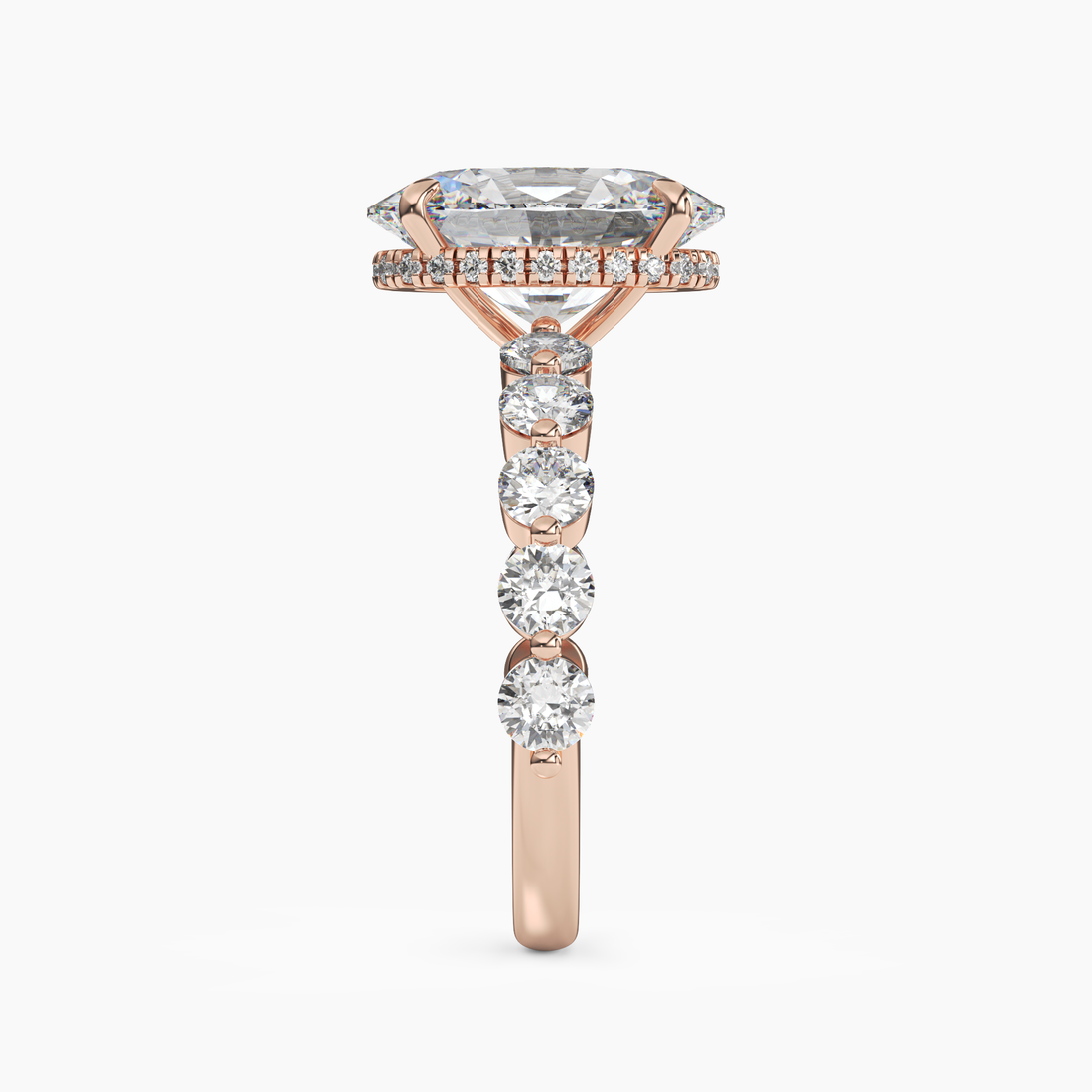Mist Oval Hidden Halo Diamond Ring Setting in 14K White Gold