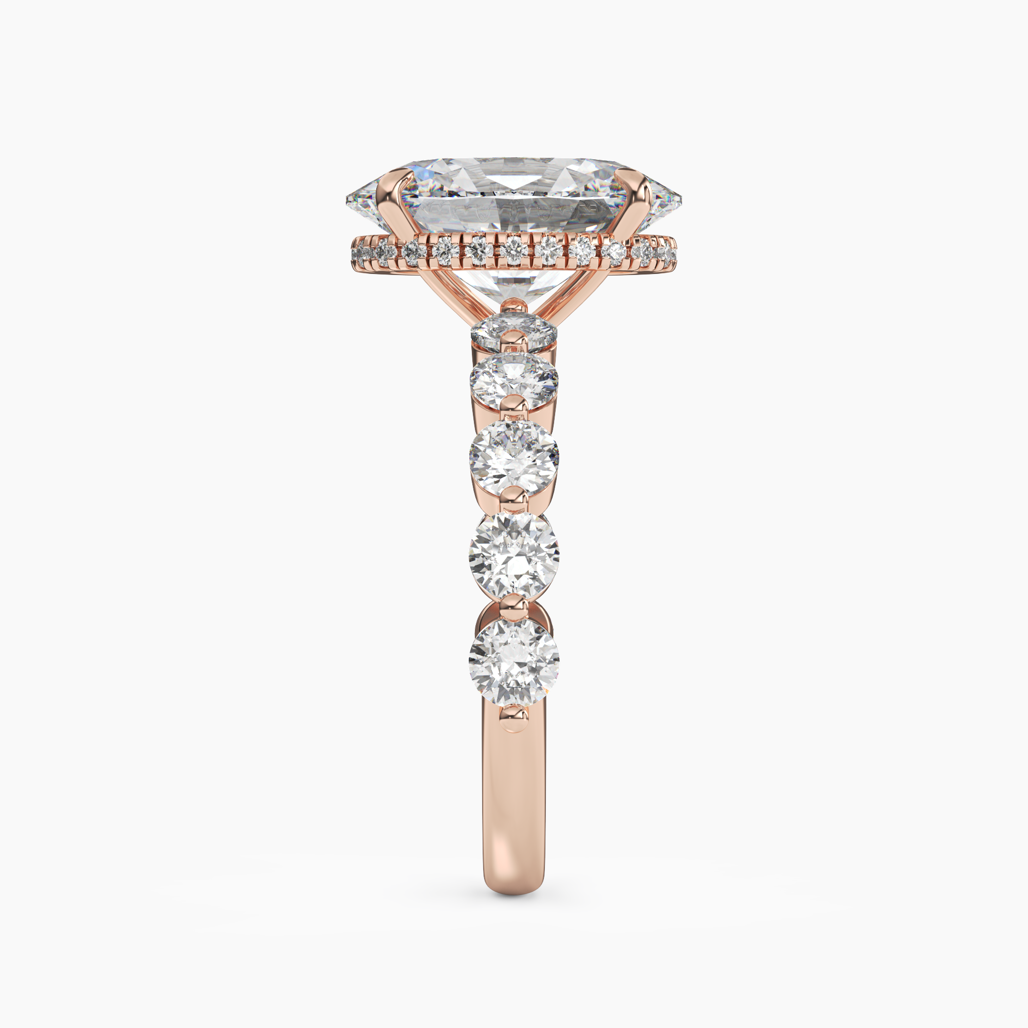 Mist Oval Hidden Halo 1.5 Carat Lab Grown Diamond Engagement Ring in 18K Yellow Gold