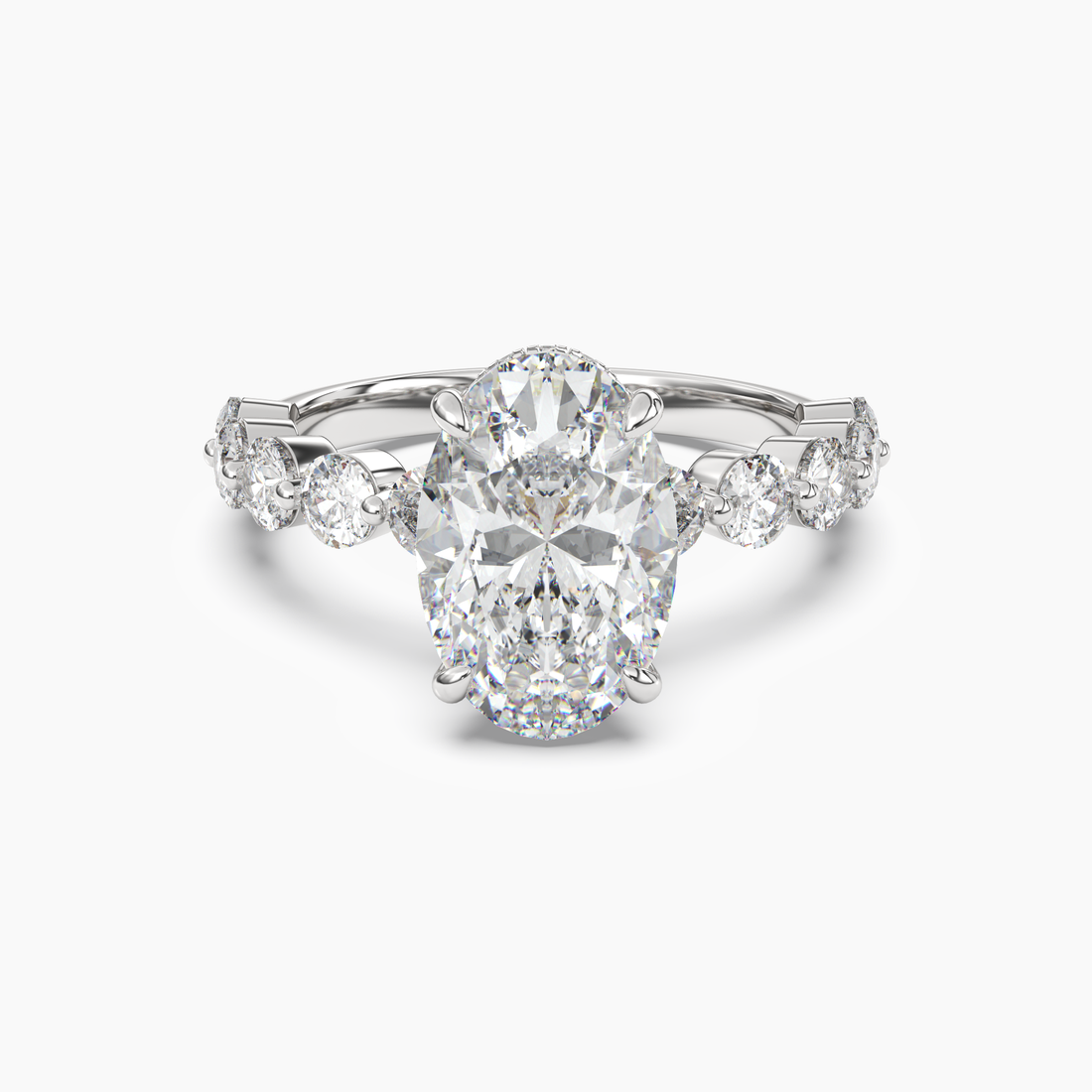 Mist Oval Hidden Halo 1.5 Carat Lab Grown Diamond Engagement Ring in 14K Yellow Gold