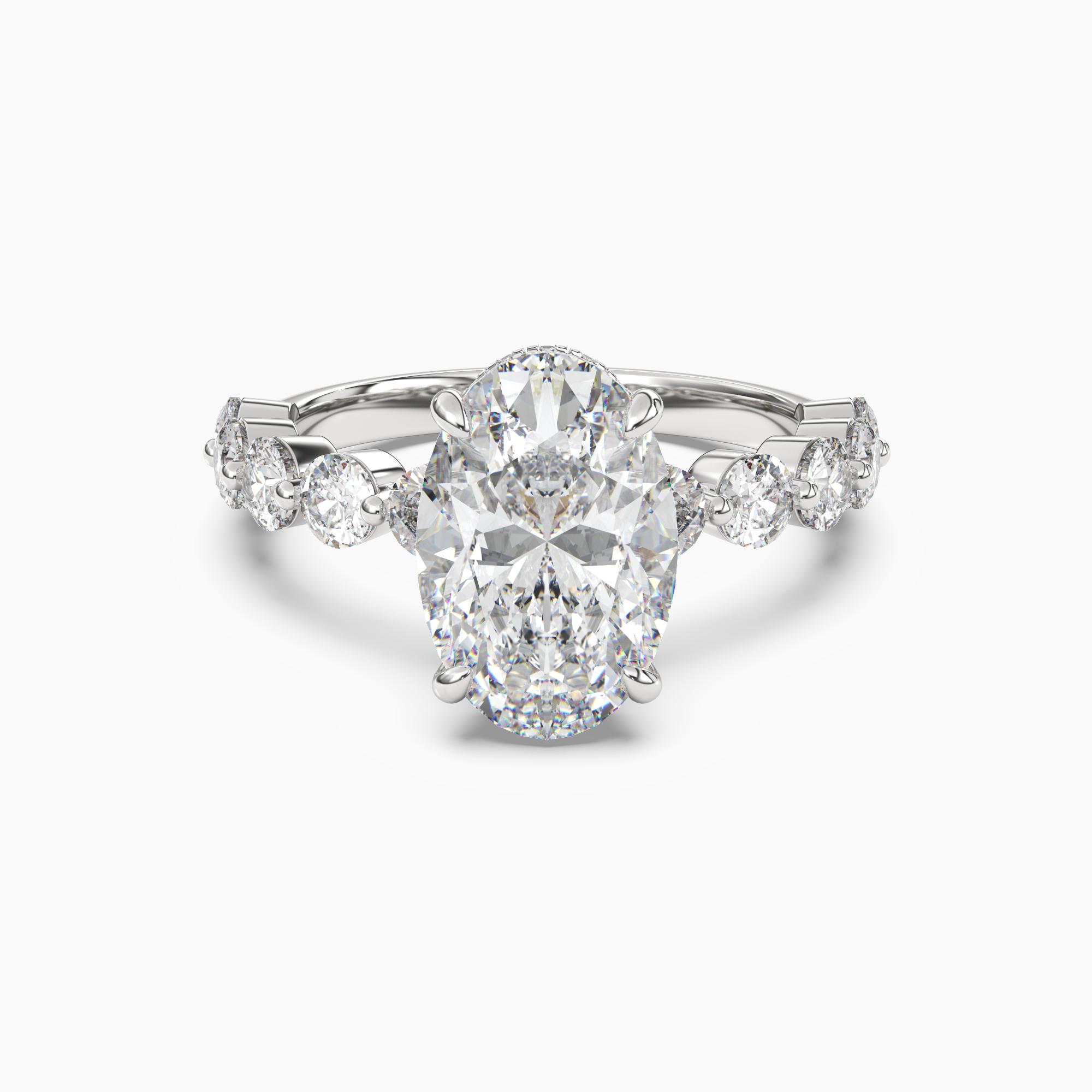 Mist Oval Hidden Halo Diamond Ring Setting in 18K Rose Gold