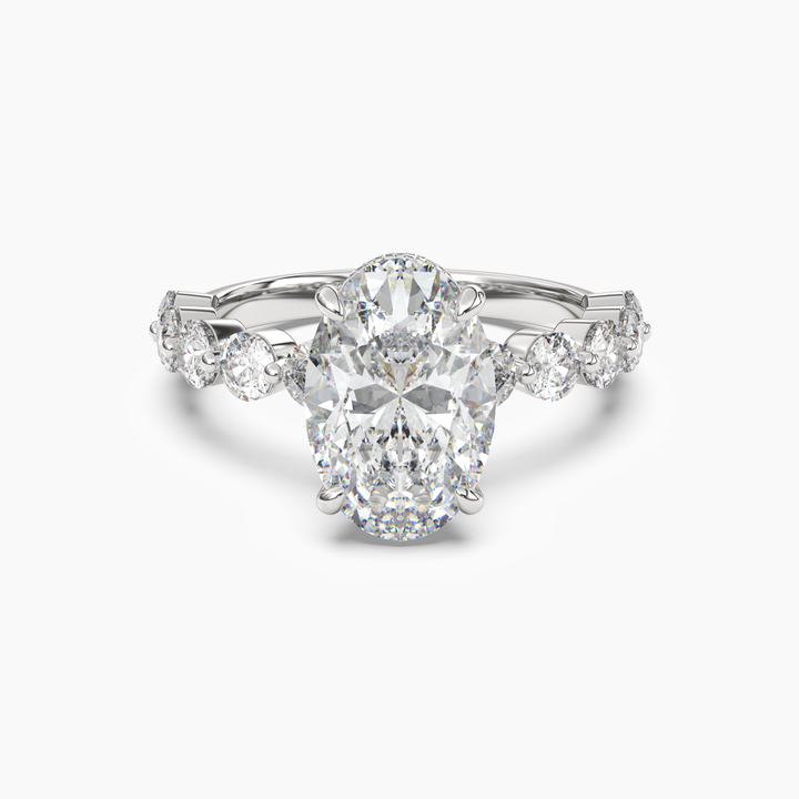 Mist Oval Hidden Halo 1 Carat Lab Grown Diamond Engagement Ring in 18K White Gold