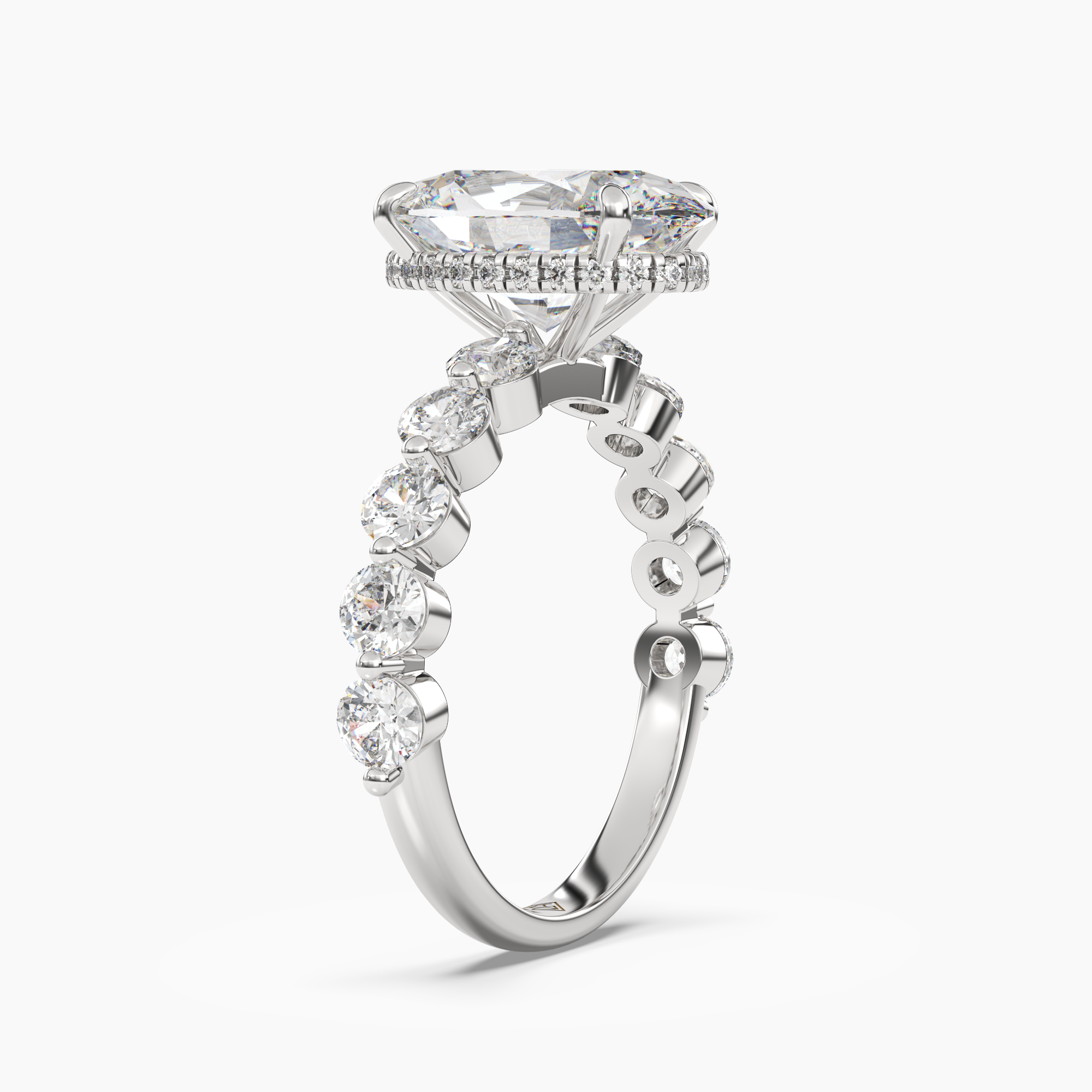 Mist Oval Hidden Halo 2 Carat Lab Grown Diamond Engagement Ring in 14K Rose Gold