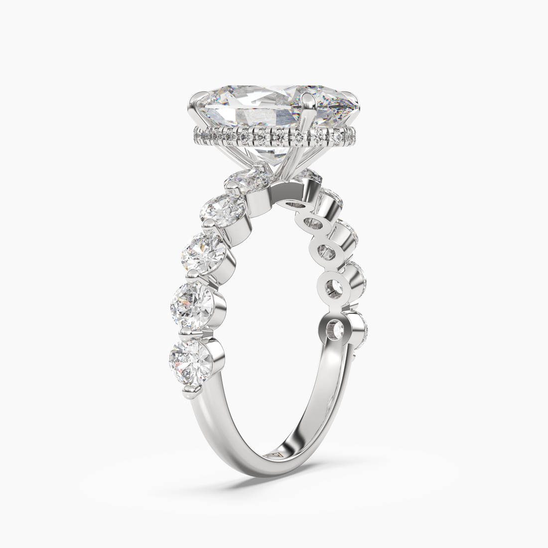 Mist Oval Hidden Halo 2 Carat Lab Grown Diamond Engagement Ring in 14K Rose Gold