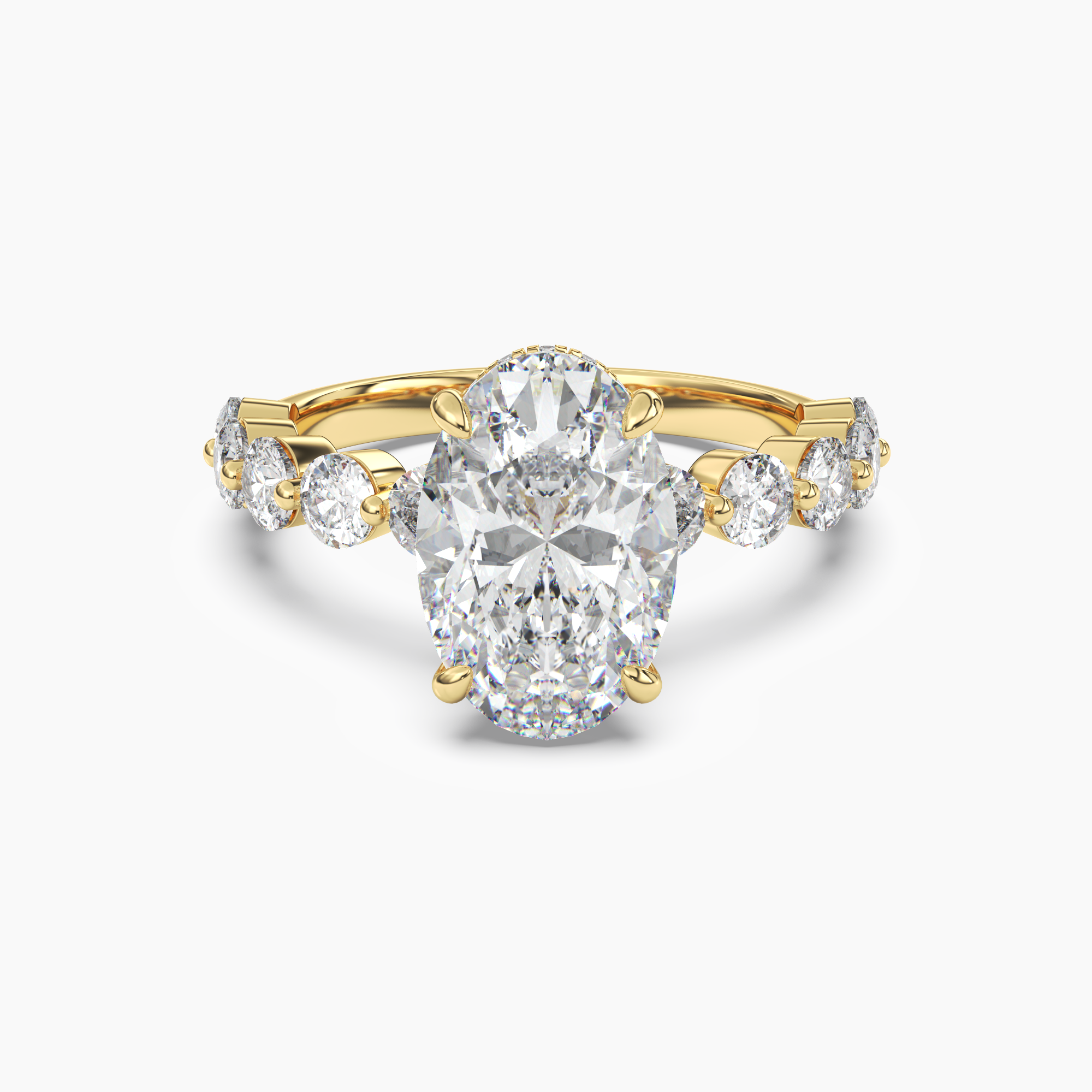 Mist Oval Hidden Halo Diamond Ring Setting in 18K Rose Gold