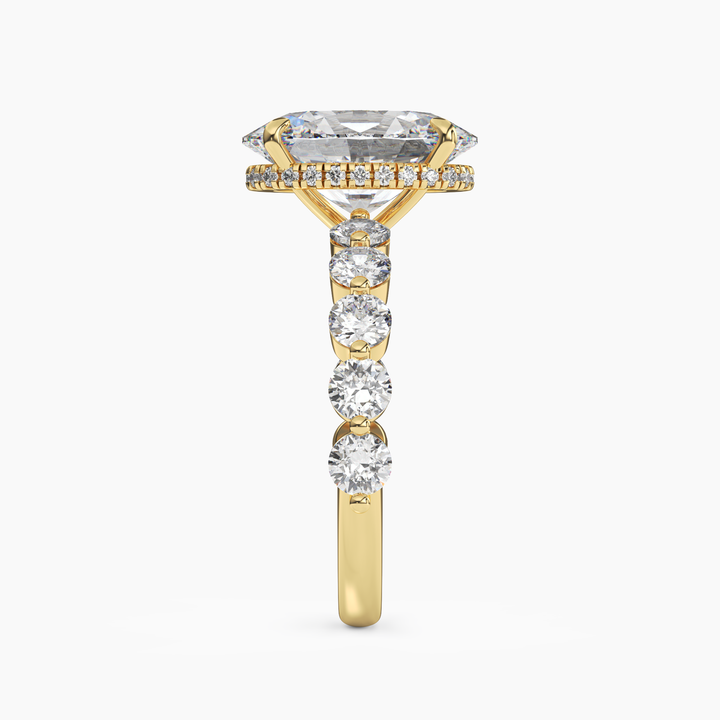 Mist Oval Hidden Halo 1.5 Carat Lab Grown Diamond Engagement Ring in 14K Rose Gold