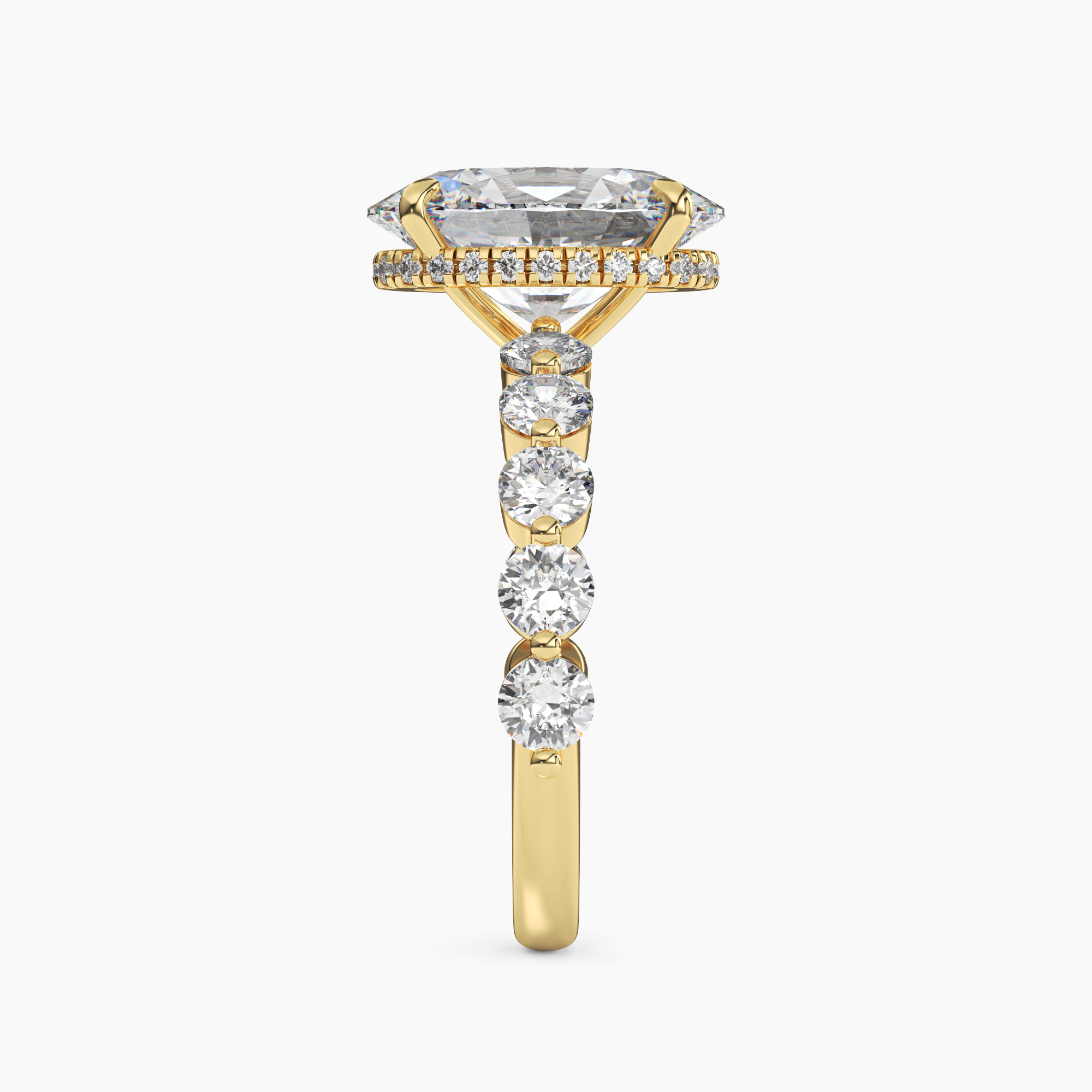Mist Oval Hidden Halo 2.5 Carat Lab Grown Diamond Engagement Ring in 18K Rose Gold