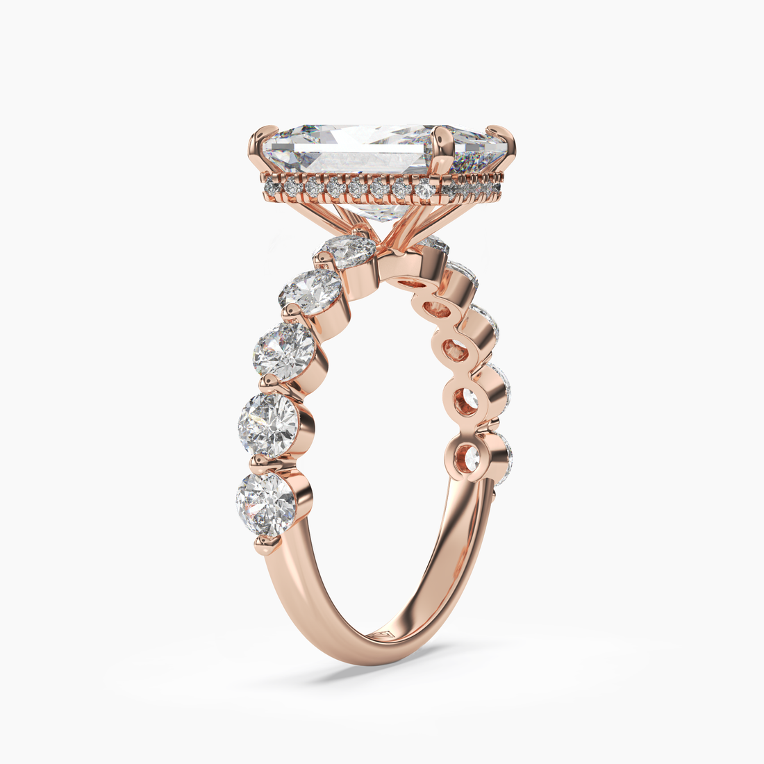Mist Radiant Hidden Halo 2 Carat Lab Grown Diamond Engagement Ring in 18K White Gold