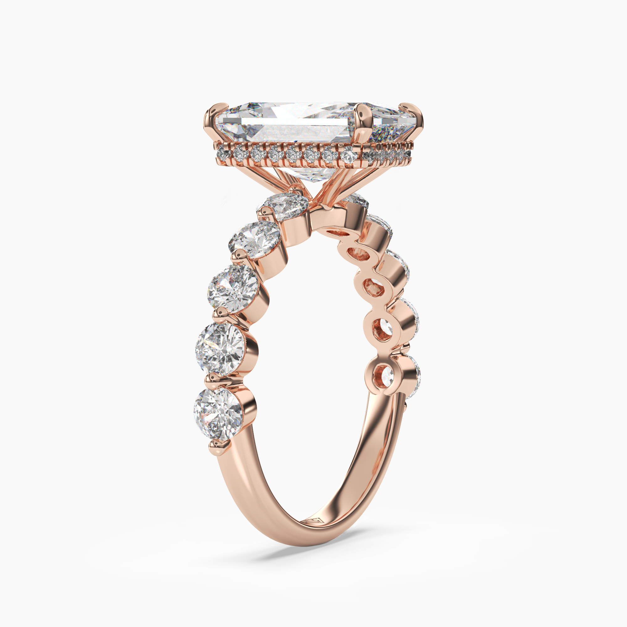 Mist Radiant Hidden Halo Diamond Ring Setting in 18K Yellow Gold