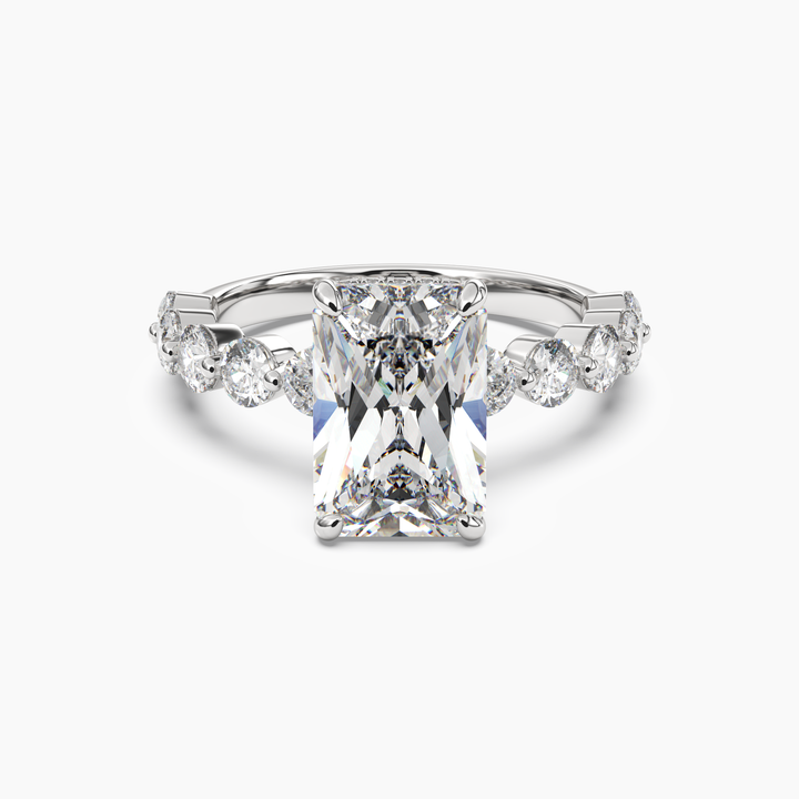 Mist Radiant Hidden Halo 2 Carat Lab Grown Diamond Engagement Ring in 18K White Gold
