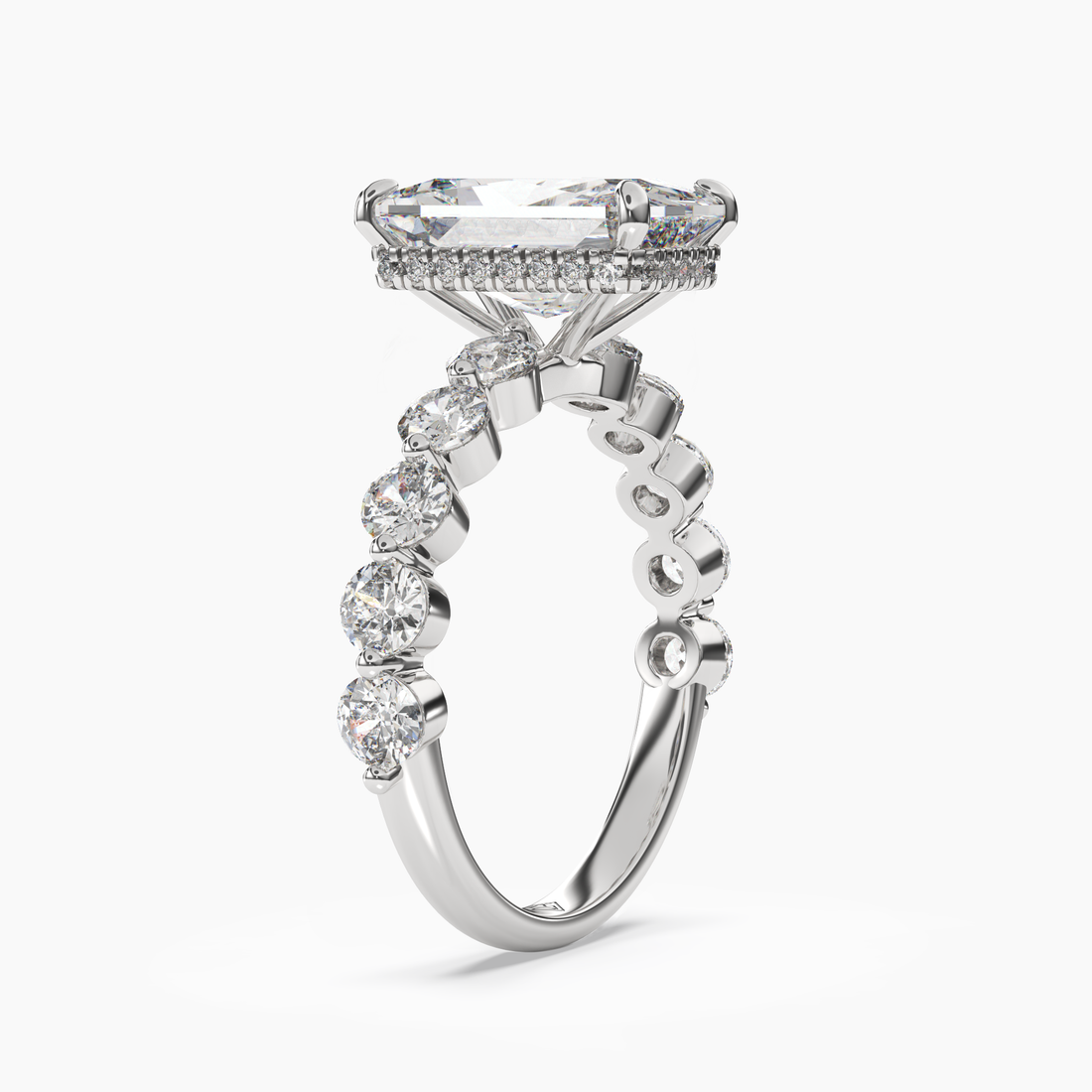 Mist Radiant Hidden Halo 2 Carat Lab Grown Diamond Engagement Ring in 18K White Gold
