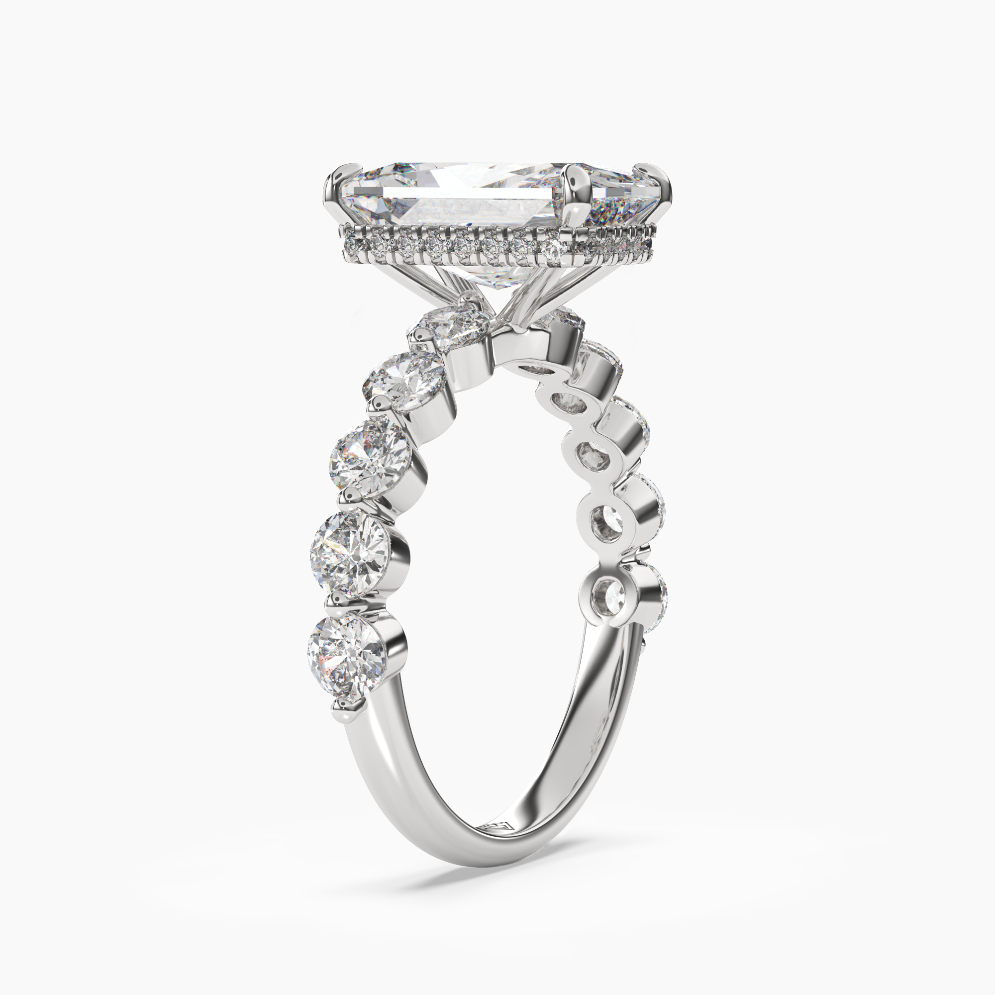 Mist Radiant Hidden Halo 1 Carat Lab Grown Diamond Engagement Ring in 18K Yellow Gold