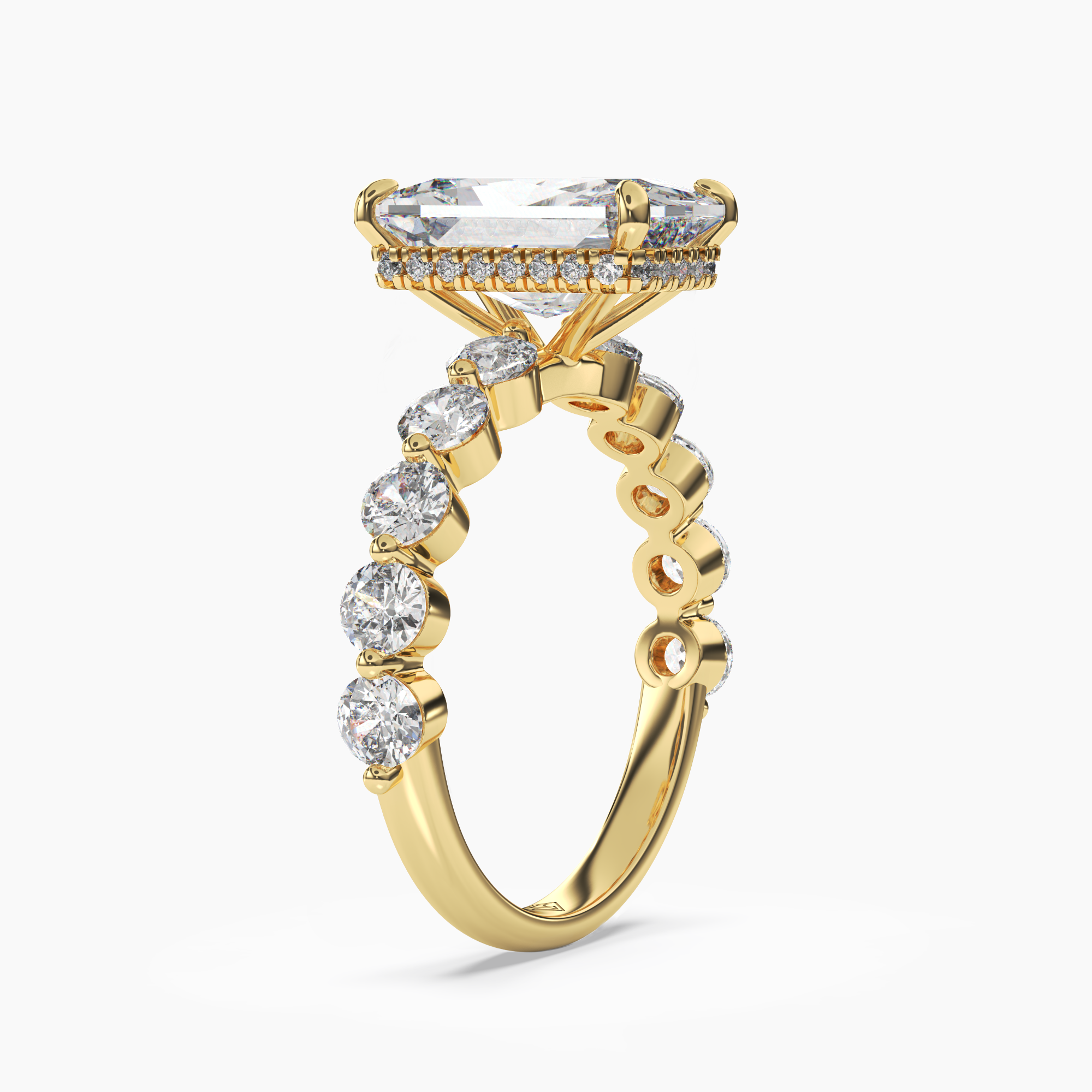 Mist Radiant Hidden Halo Diamond Ring Setting in 18K White Gold