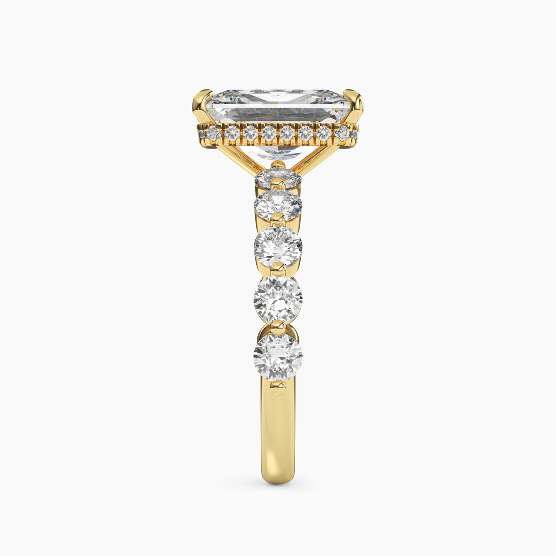 Mist Radiant Hidden Halo 3 Carat Lab Grown Diamond Engagement Ring in 18K White Gold