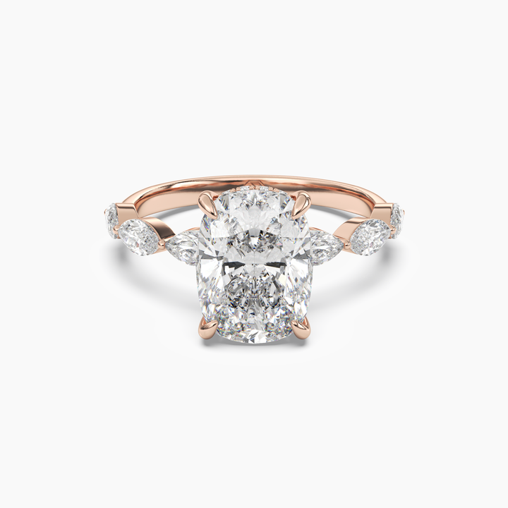 Rosemist Cushion Hidden Halo 1 Carat Lab Grown Diamond Engagement Ring in 14K Rose Gold