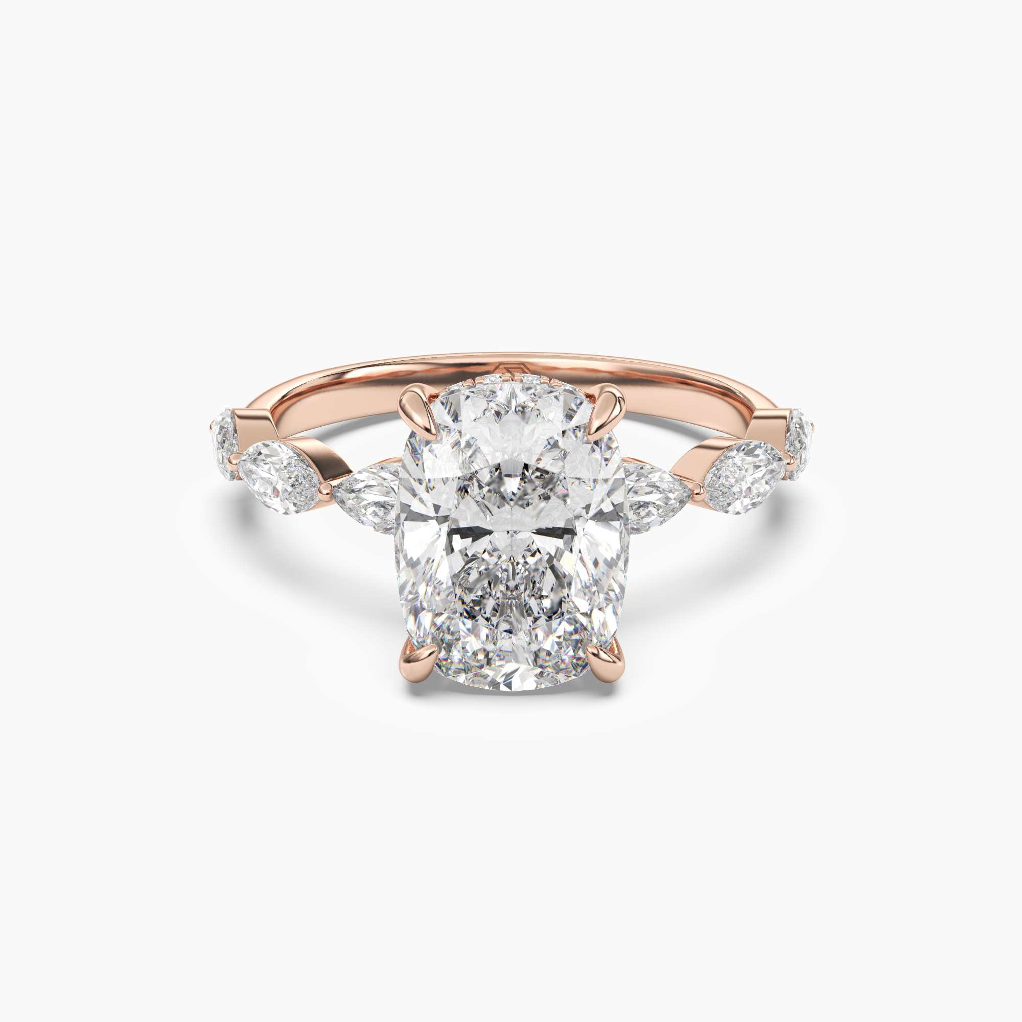 Rosemist Cushion Hidden Halo 1.5 Carat Lab Grown Diamond Engagement Ring in 14K Yellow Gold