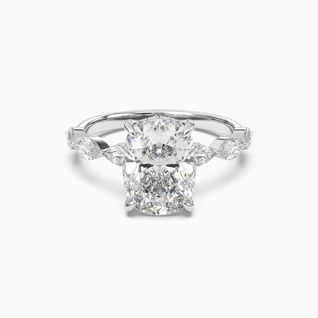 Rosemist Cushion Hidden Halo 2.5 Carat Lab Grown Diamond Engagement Ring in 18K Yellow Gold