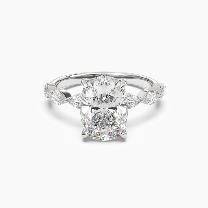 Rosemist Cushion Hidden Halo 1.5 Carat Lab Grown Diamond Engagement Ring in 14K White Gold