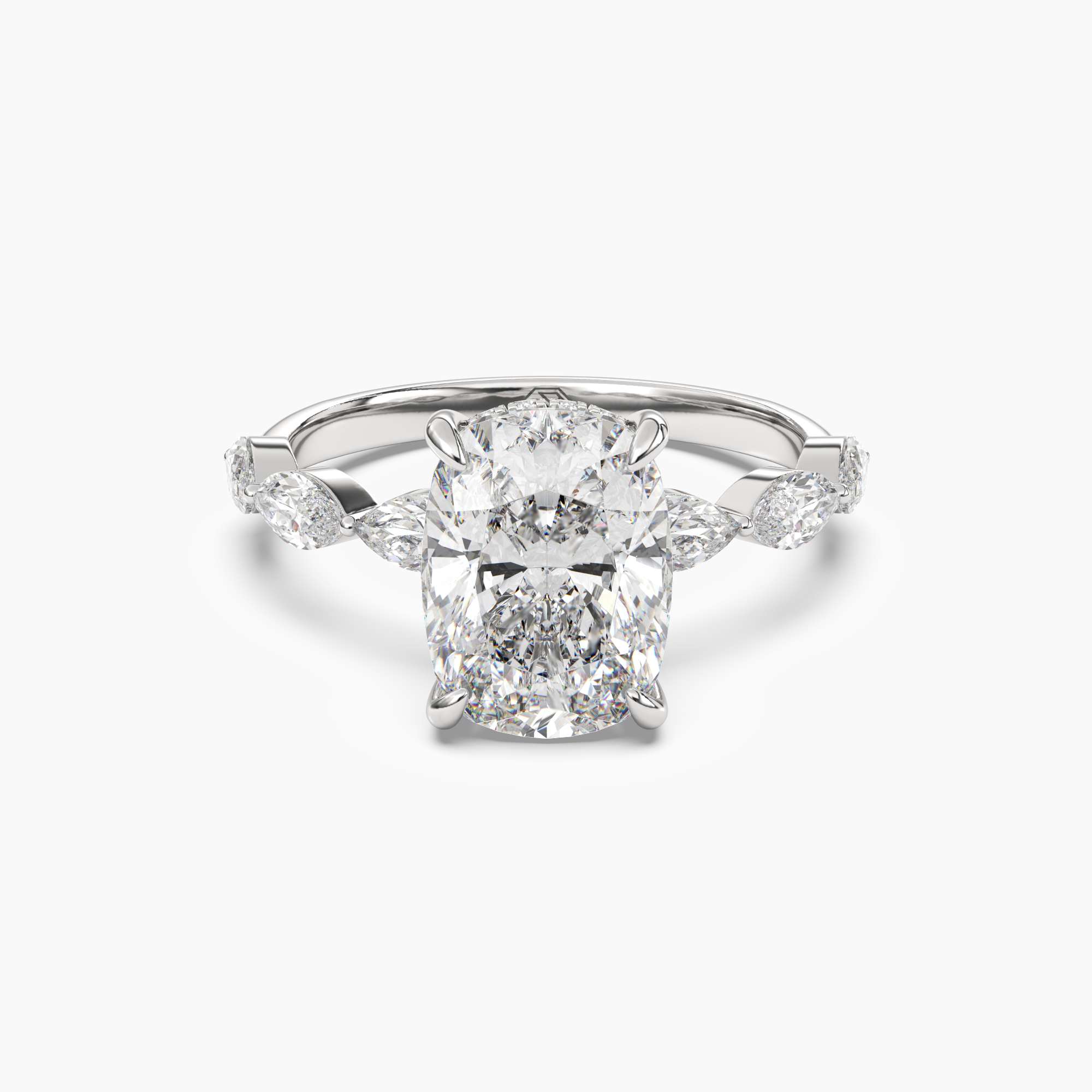 Rosemist Cushion Hidden Halo Diamond Ring Setting in 18K Yellow Gold