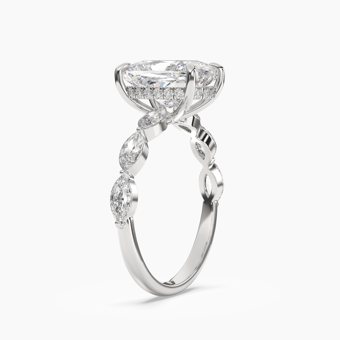 Rosemist Cushion Hidden Halo 2 Carat Lab Grown Diamond Engagement Ring in 14K Rose Gold