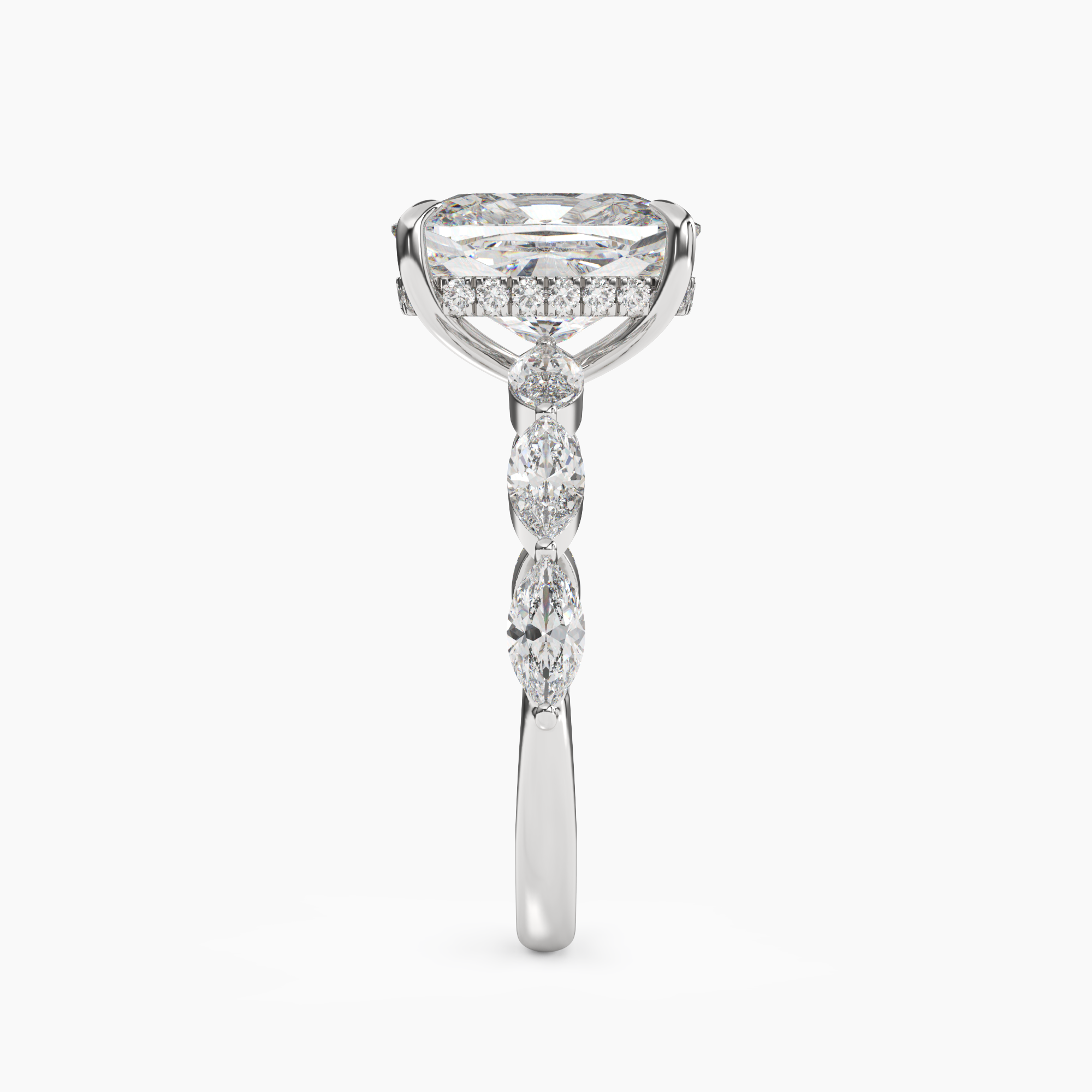 Rosemist Cushion Hidden Halo 3 Carat Lab Grown Diamond Engagement Ring in 18K Rose Gold