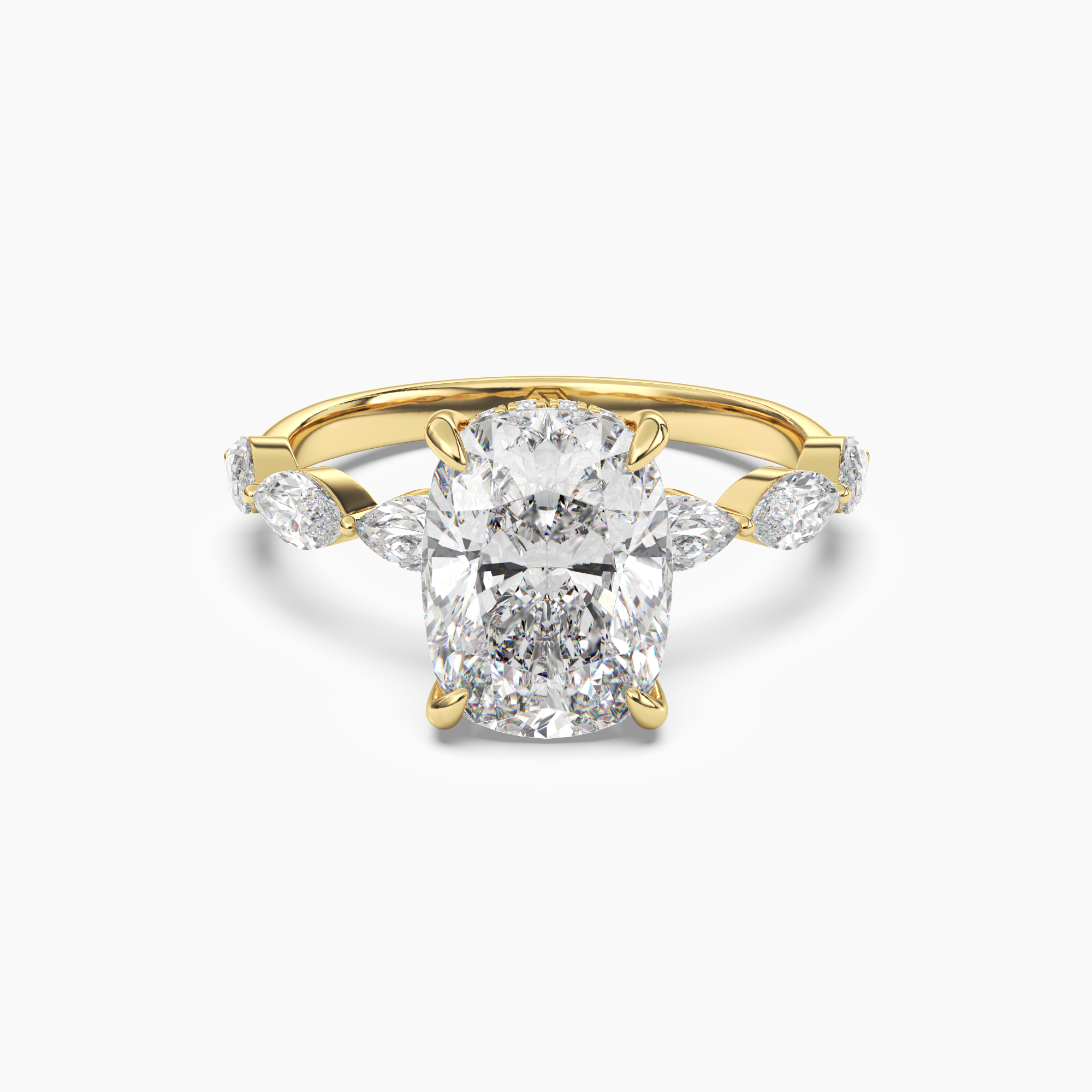 Rosemist Cushion Hidden Halo 3 Carat Lab Grown Diamond Engagement Ring in 14K Yellow Gold